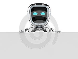 Cyborg or robot assistant with white blank space