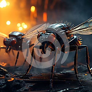 cyborg robots in the future in the form of a mosquito