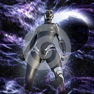 Cyborg Woman - Humanoid in deep space