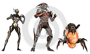 Cyborgs monsters 3d illustration