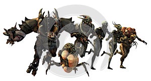 Cyborgs monsters 3d illustration