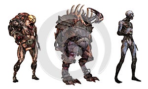 Cyborgs monsters 3d illustration