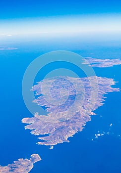 Cyclades archipelago Aegean Sea aerial scenic view Greece