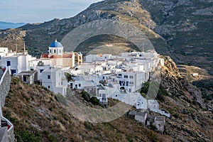 Cyclades, Greece. Serifos island, aerial view of Chora town