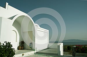 Cyclades greek architecture house with aegean view