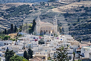 Cyclades style streets and architecture in Lefkes village, Paros, Greece photo