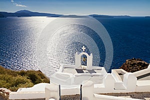 Cycladic church of the blue mediterranean sea