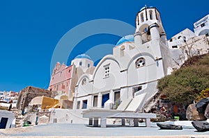 Cycladic church on island of Santorini, Greece.