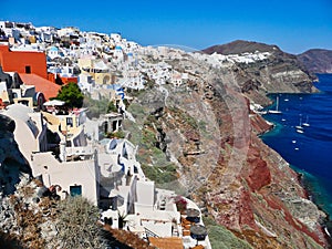 Cycladic Style Buildings Along the Santorini caldera, Greece