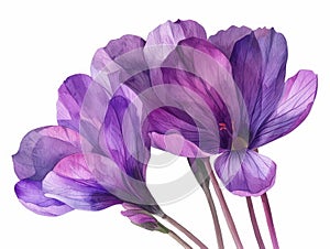 Cyclamen colorful flower watercolor isolated on white background