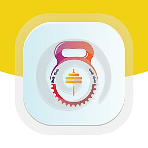 Cycle design with dumbbell icon. Physical fitness vector logo design.