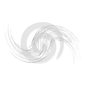 Cycle design element with contort, spin effect. Abstract swerve circlet spiral