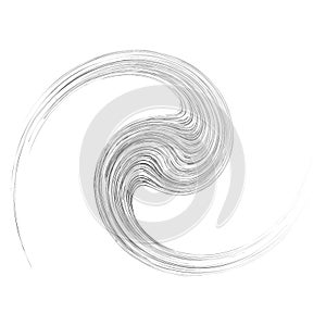 Cycle design element with contort, spin effect. Abstract swerve circlet spiral