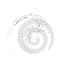 Cycle design element with contort, spin effect. Abstract swerve circlet spiral