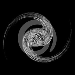 Cycle design element with contort, spin effect. Abstract swerve circlet spiral