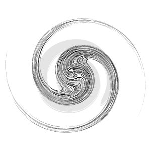 Cycle design element with contort, spin effect. Abstract swerve circlet spiral