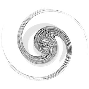 Cycle design element with contort, spin effect. Abstract swerve circlet spiral