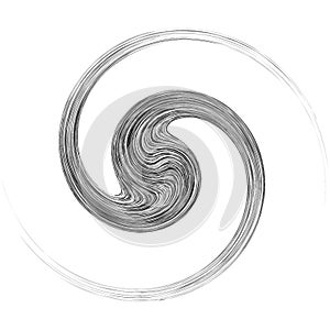 Cycle design element with contort, spin effect. Abstract swerve circlet spiral