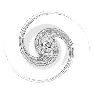 Cycle design element with contort, spin effect. Abstract swerve circlet spiral