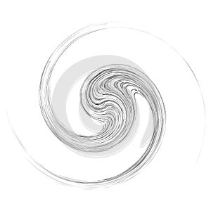 Cycle design element with contort, spin effect. Abstract swerve circlet spiral