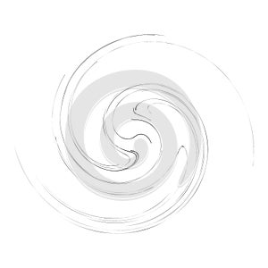 Cycle design element with contort, spin effect. Abstract swerve circlet spiral