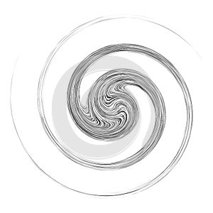 Cycle design element with contort, spin effect. Abstract swerve circlet spiral