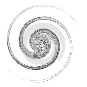 Cycle design element with contort, spin effect. Abstract swerve circlet spiral