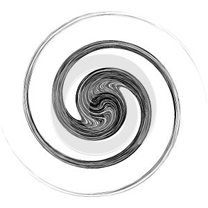 Cycle design element with contort, spin effect. Abstract swerve circlet spiral