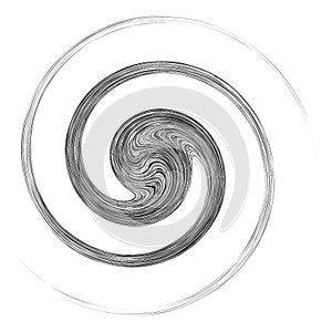 Cycle design element with contort, spin effect. Abstract swerve circlet spiral