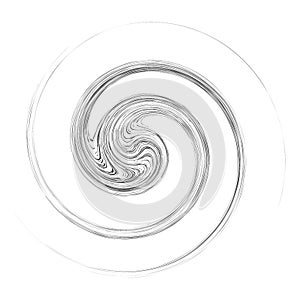 Cycle design element with contort, spin effect. Abstract swerve circlet spiral