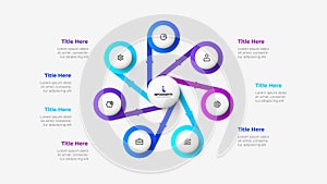 Cycle diagram with 7 options or steps. Slide for business presentation. Infographic template