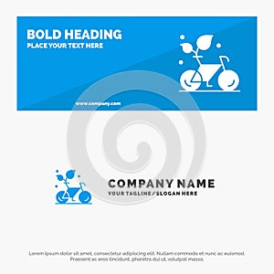 Cycle, Eco, Friendly, Plant, Environment SOlid Icon Website Banner and Business Logo Template