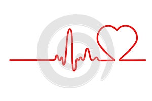 cycle of heart rate line graph red color on white background