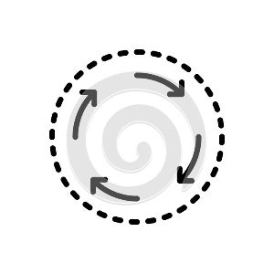 Black line icon for Cycle, reset and loop