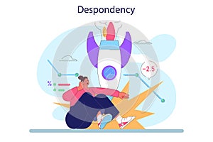 Cycle of investor emotions. Despondency of female character throughout