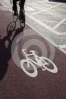 Cycle Lane with Cyclist in Dublin
