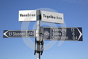 Cycle Lane Signpost, Stockholm, Sweden