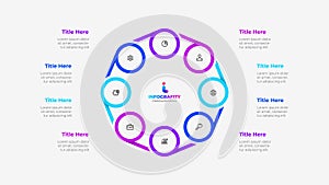 Cycle octagon diagram with 8 options or steps. Slide for business infographic presentation
