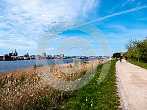 Cycle path at the Hanseatic city of Rostock in Mecklenburg-Western Pomerania