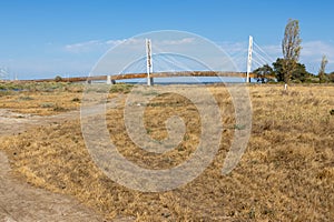 Cycle Pedestrian Bridge over the TrancÃ£o River that connects Lisbon to Loures, Portugal photo