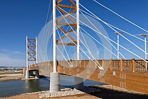 Cycle Pedestrian Bridge over the TrancÃ£o River that connects Lisbon to Loures, Portugal photo