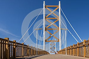 Cycle Pedestrian Bridge over the TrancÃ£o River that connects Lisbon to Loures, Portugal photo
