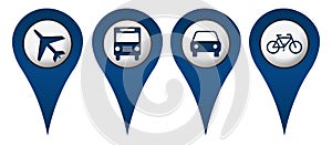 Cycle Plane Bus Car Location Icons