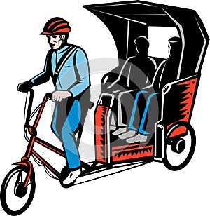 Cycle Rickshaw driver passenger
