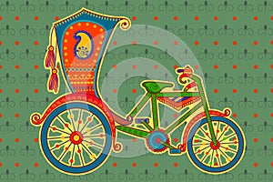 Cycle rickshaw in Indian art style