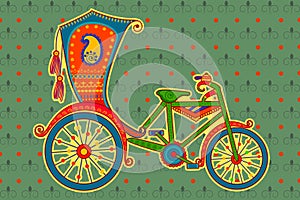 Cycle rickshaw in Indian art style photo