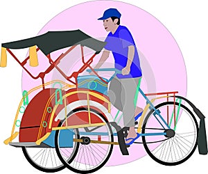 Becak - cycle rickshaw - Public Transportation photo