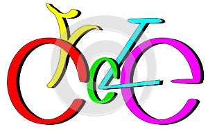 Cycle text lettering bysicle shape