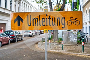 Cycle track entrance sign in Vienna, Austria photo