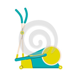 Cyclette or cycle trainer machine flat cartoon vector illustration isolated.